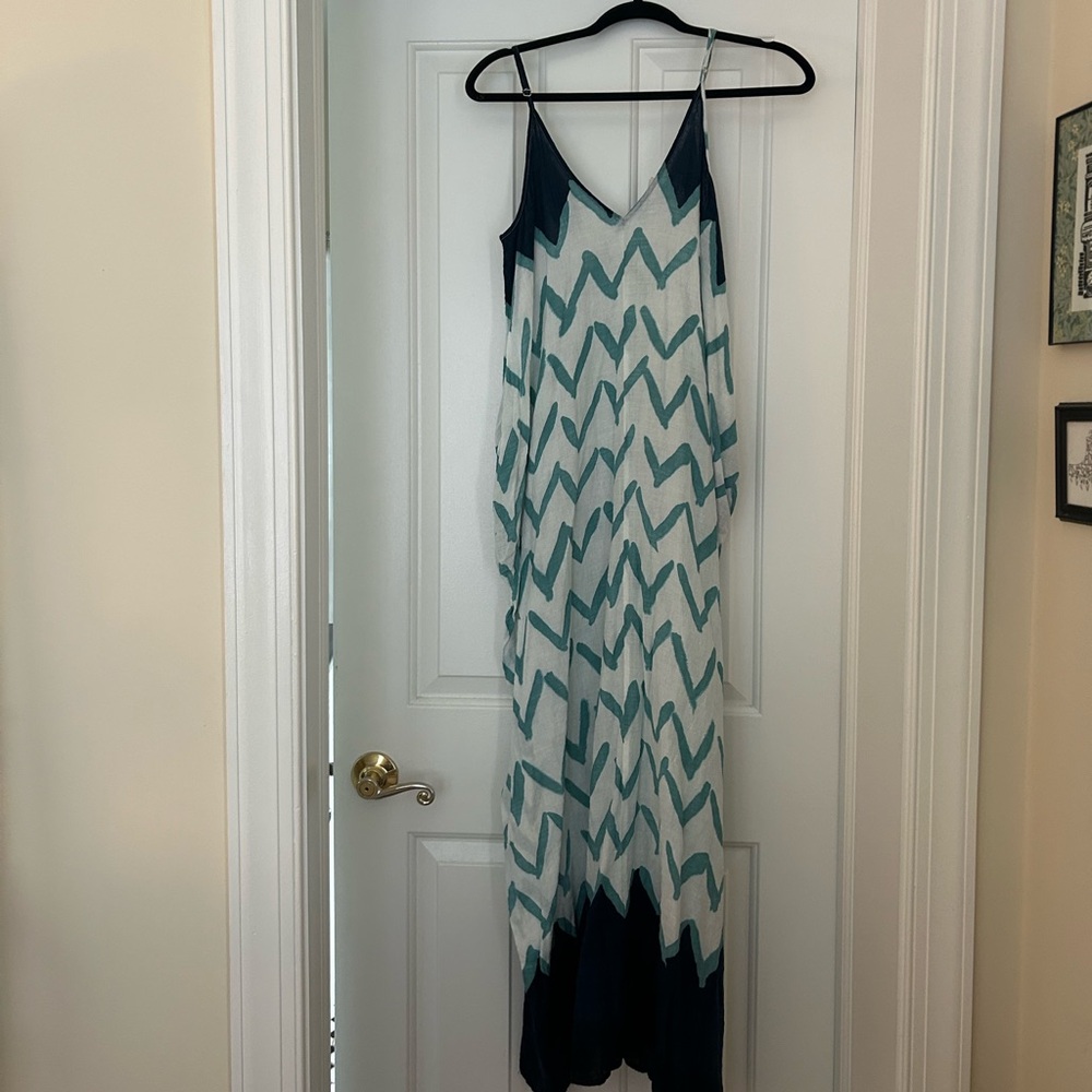 lovestitch Teal Chevron Maxi Slip Dress